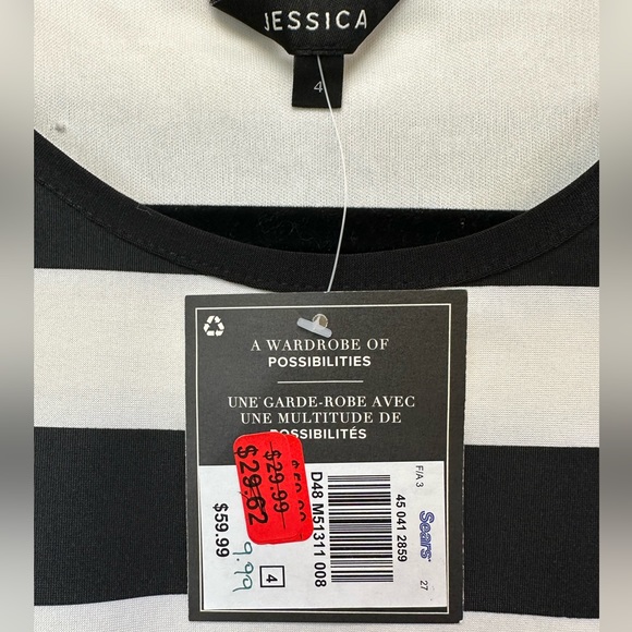 Jessica Black & White Striped Dress Size 4 💥2/$15 or 3/$20💥 - Picture 3 of 12